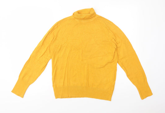 Dunnes Stores Womens Yellow Roll Neck  Viscose Pullover Jumper Size L