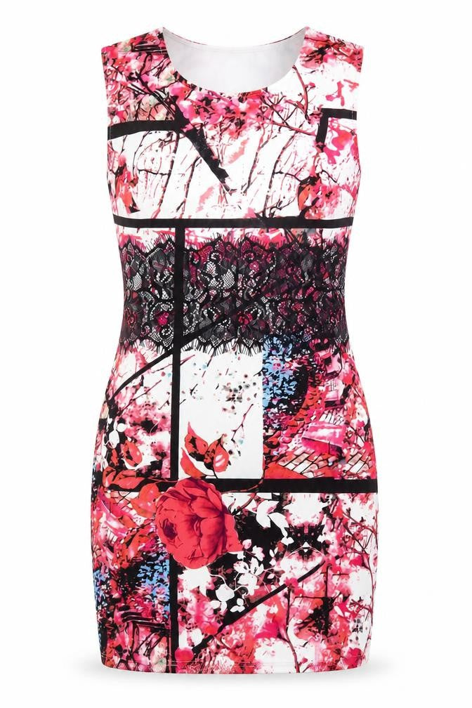 Tide Yaxuan Womens White Floral Polyacrylate Fibre Bodycon  Size XL  Scoop Neck Pullover