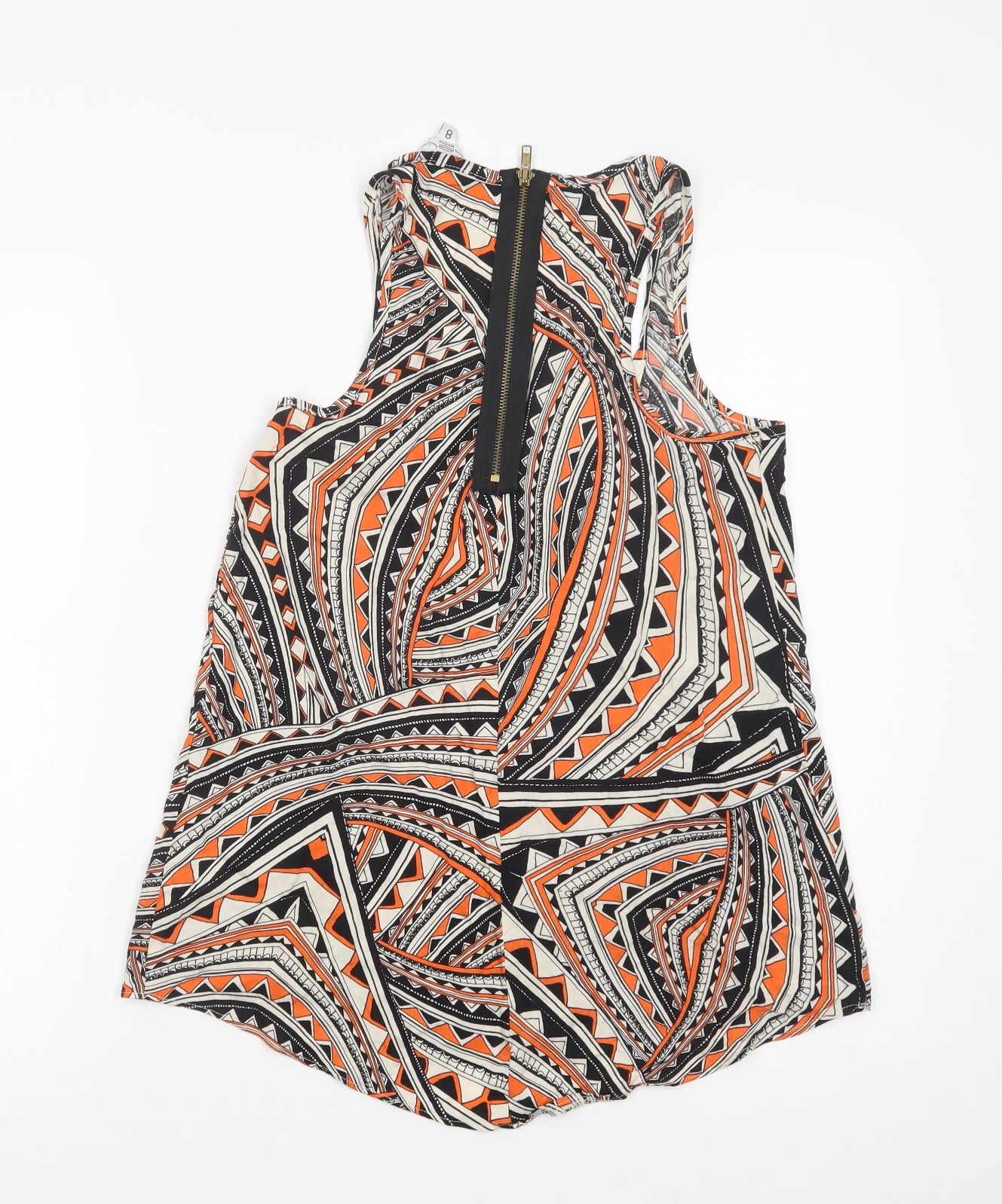 New Look Womens Multicoloured Geometric Viscose Basic Tank Size 8 Scoop Neck
