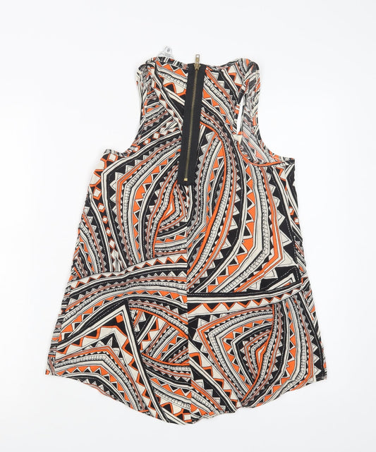 New Look Womens Multicoloured Geometric Viscose Basic Tank Size 8 Scoop Neck