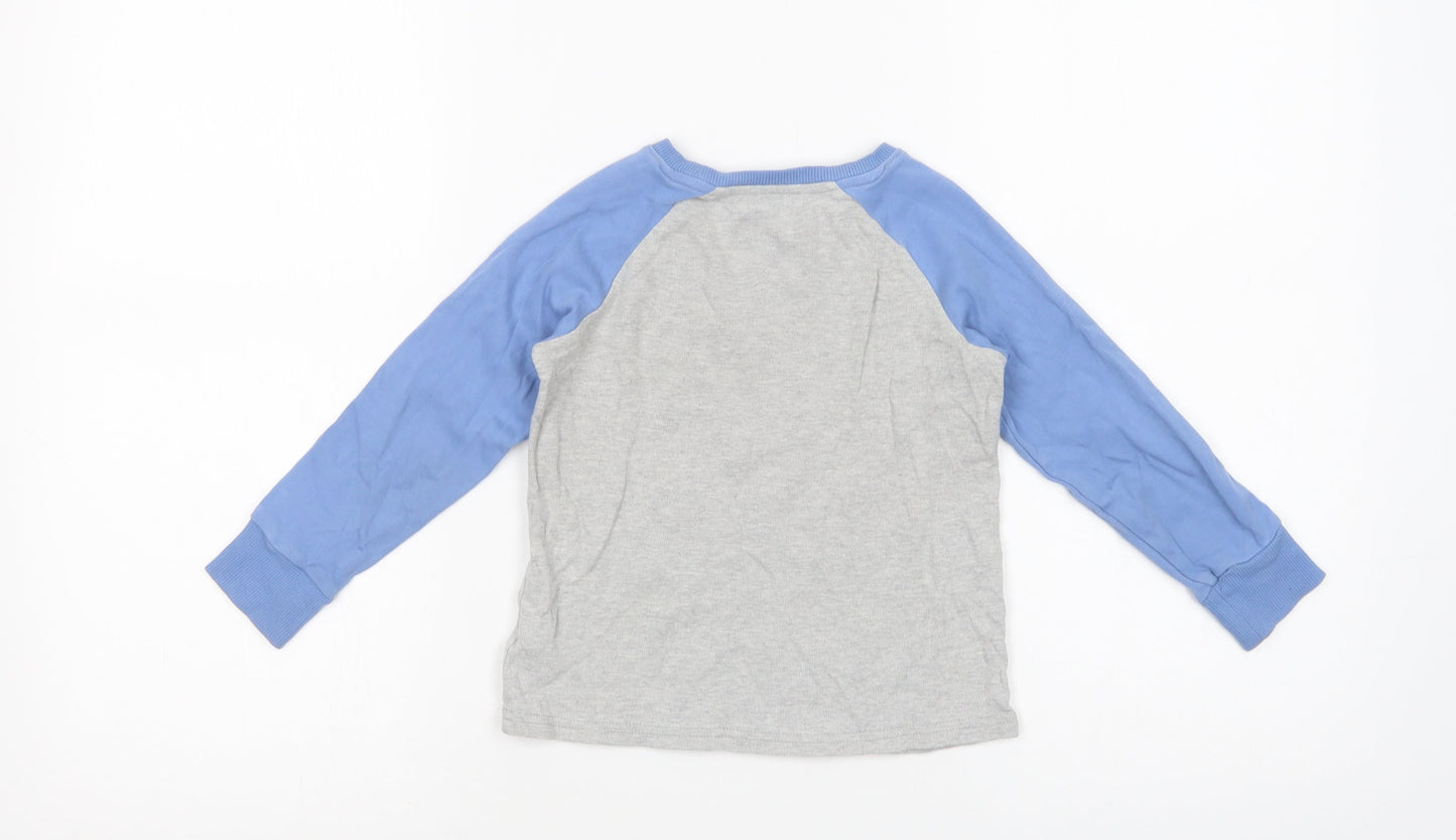 NEXT Boys Grey Colourblock Cotton Pullover T-Shirt Size 4-5 Years Crew Neck Pullover - Cars