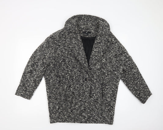 H&M Womens Grey   Overcoat Coat Size 10  Button