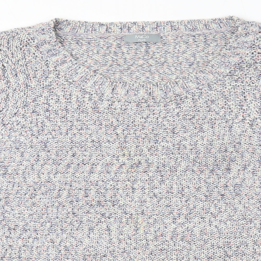 M&Co Womens Multicoloured Round Neck  Acrylic Pullover Jumper Size 18