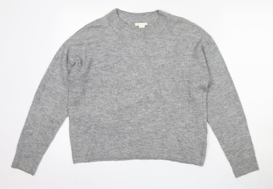 H&M Womens Grey Round Neck  Acrylic Pullover Jumper Size XS
