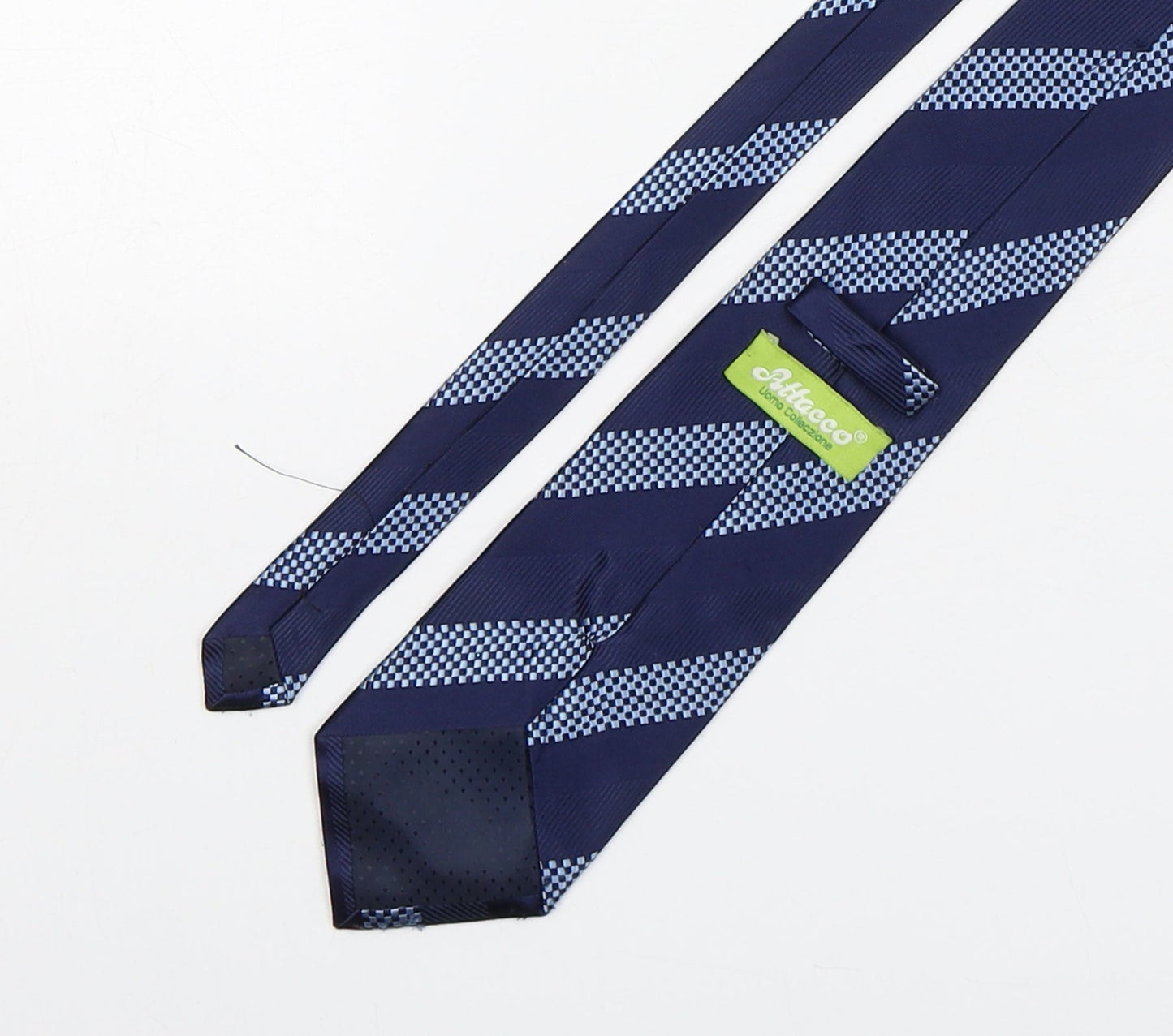 Attacco Mens Blue Striped Polyester Pointed Tie One Size