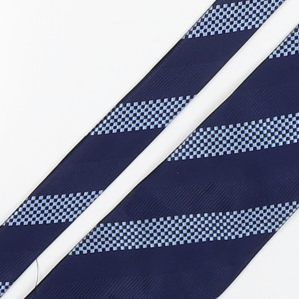 Attacco Mens Blue Striped Polyester Pointed Tie One Size