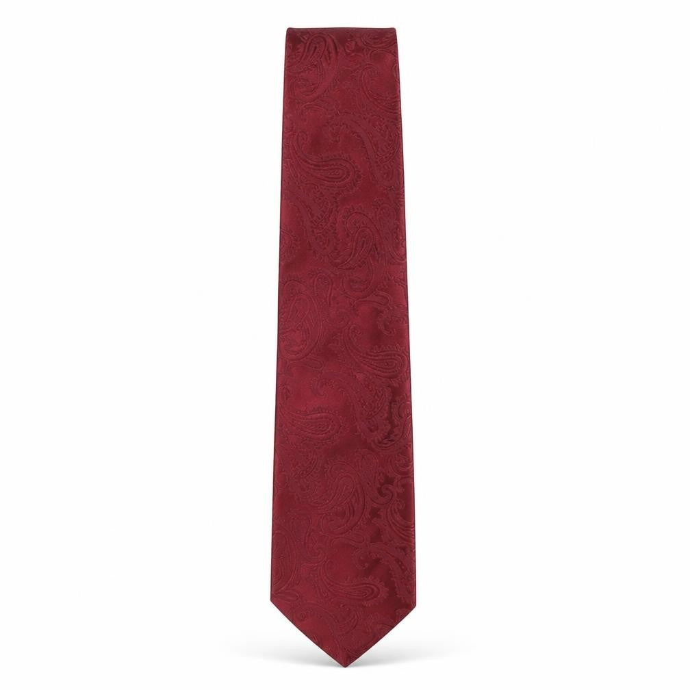Q Brand  Mens Red Paisley Microfibre Pointed Tie One Size