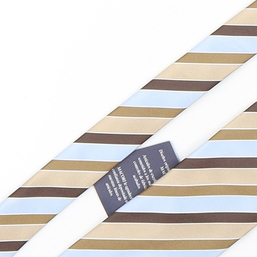 Macori Mens Multicoloured Striped Silk Pointed Tie One Size