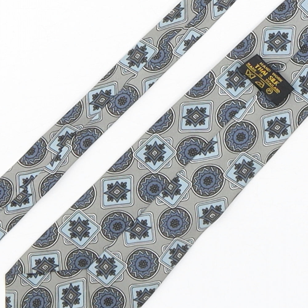Hand Work  Mens Multicoloured Geometric Silk Pointed Tie One Size