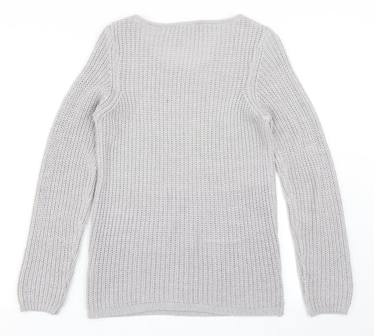 BHS Womens Grey Scoop Neck  Acrylic Pullover Jumper Size 10