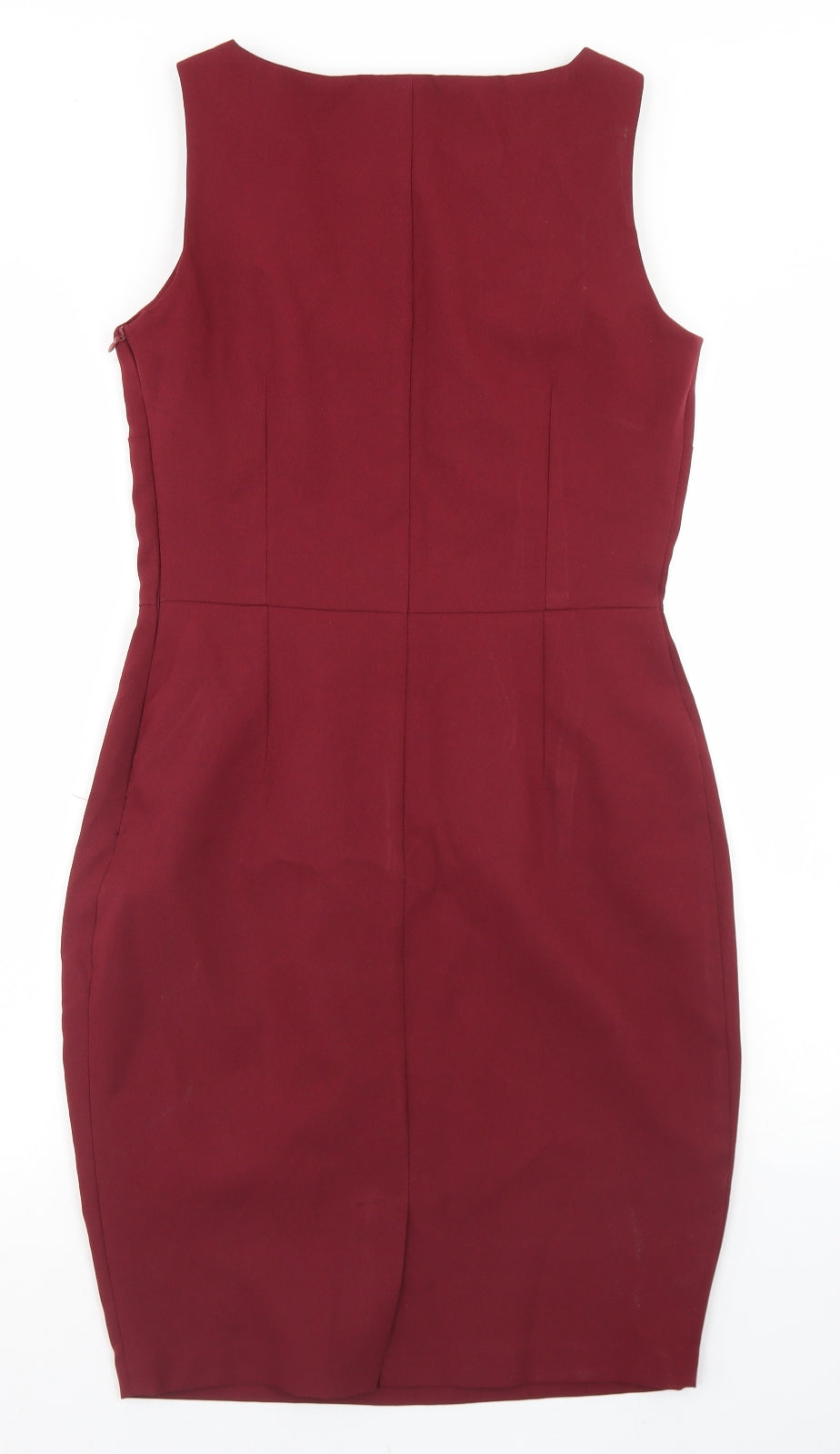 ASOS Womens Red  Polyester Pencil Dress  Size 10  Round Neck Zip