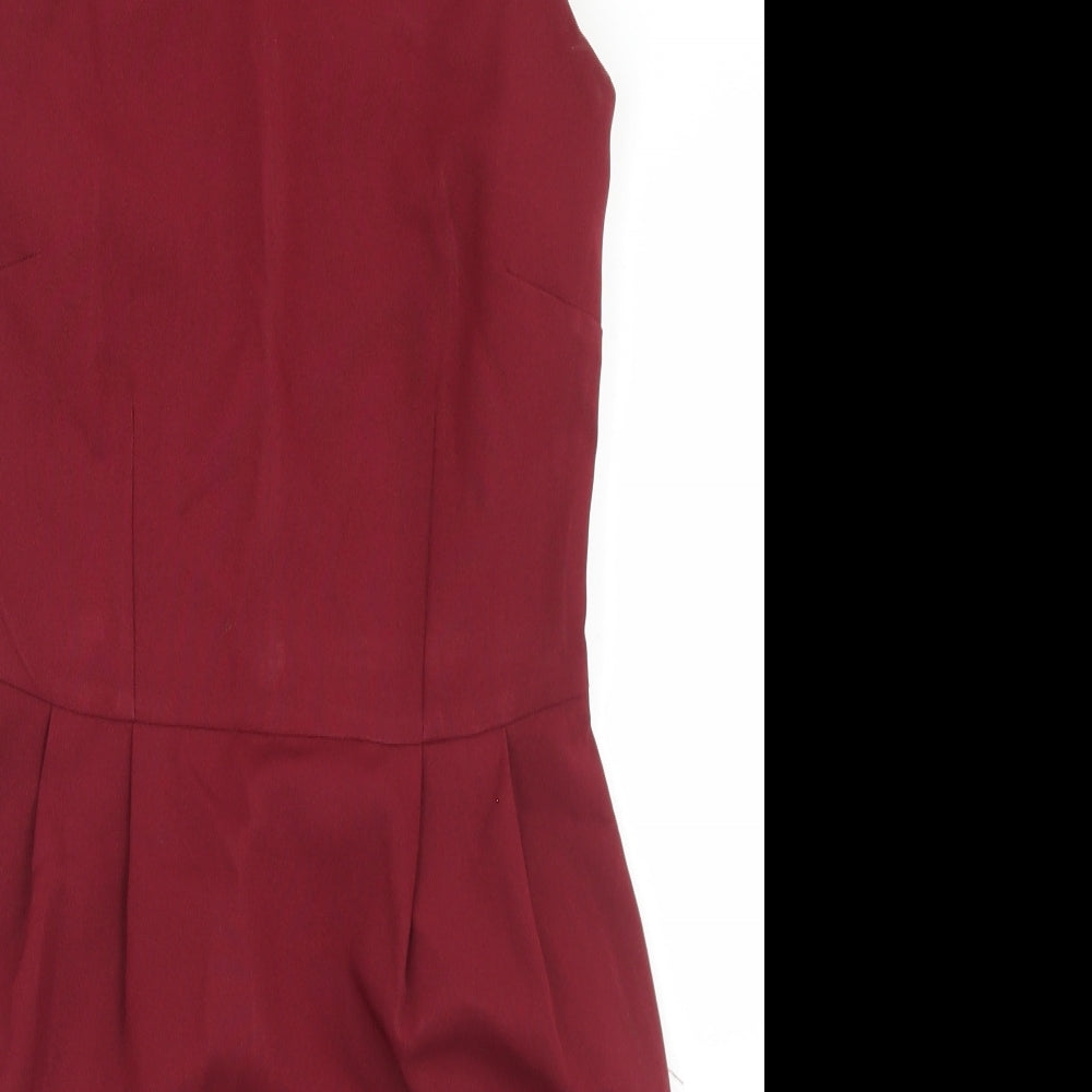 ASOS Womens Red  Polyester Pencil Dress  Size 10  Round Neck Zip