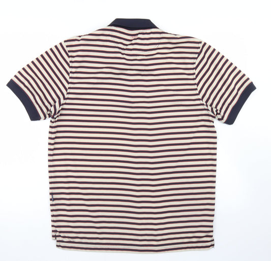 Kartel Mens Blue Striped Polyester  Polo Size M Collared Button