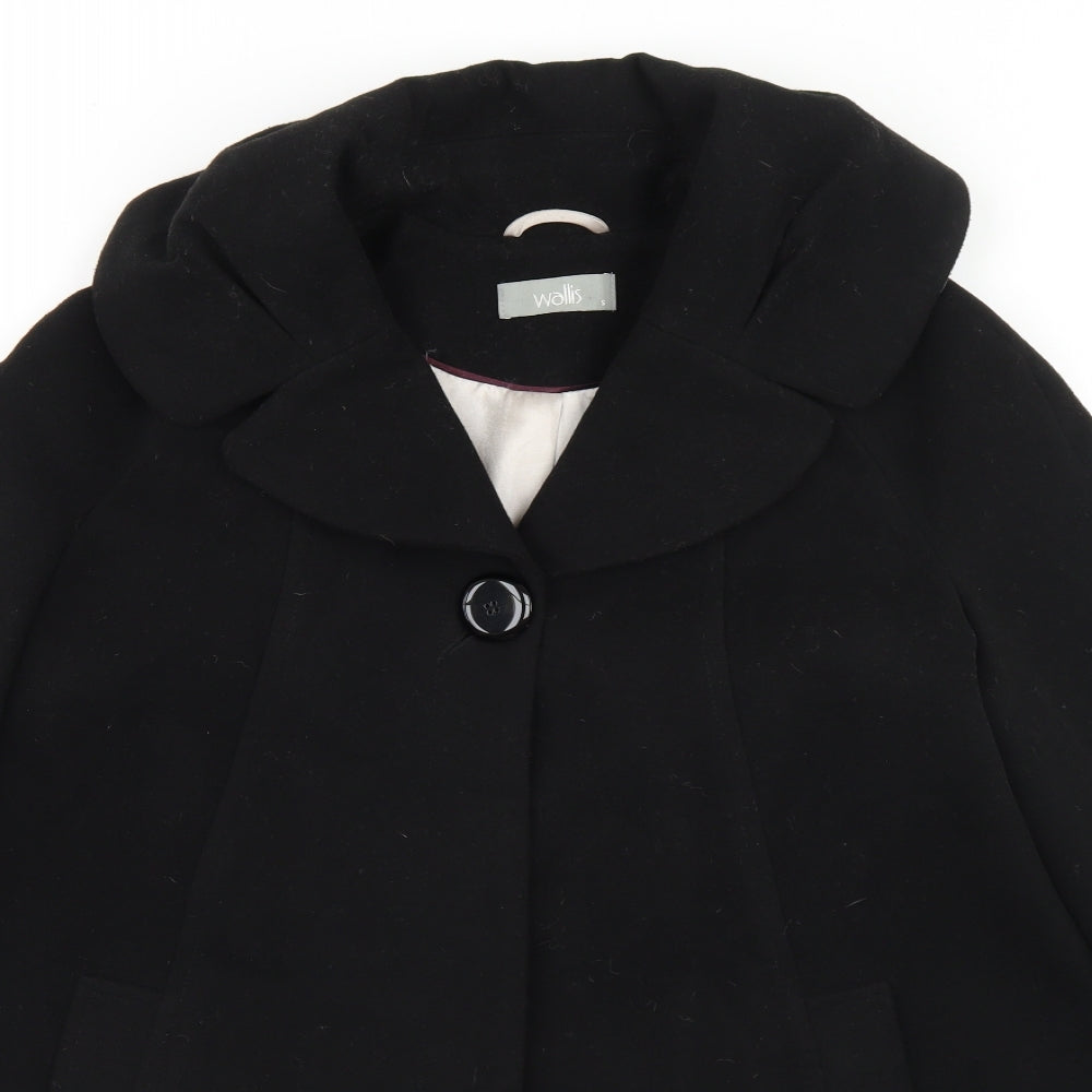 Wallis Womens Black   Overcoat Coat Size S  Button