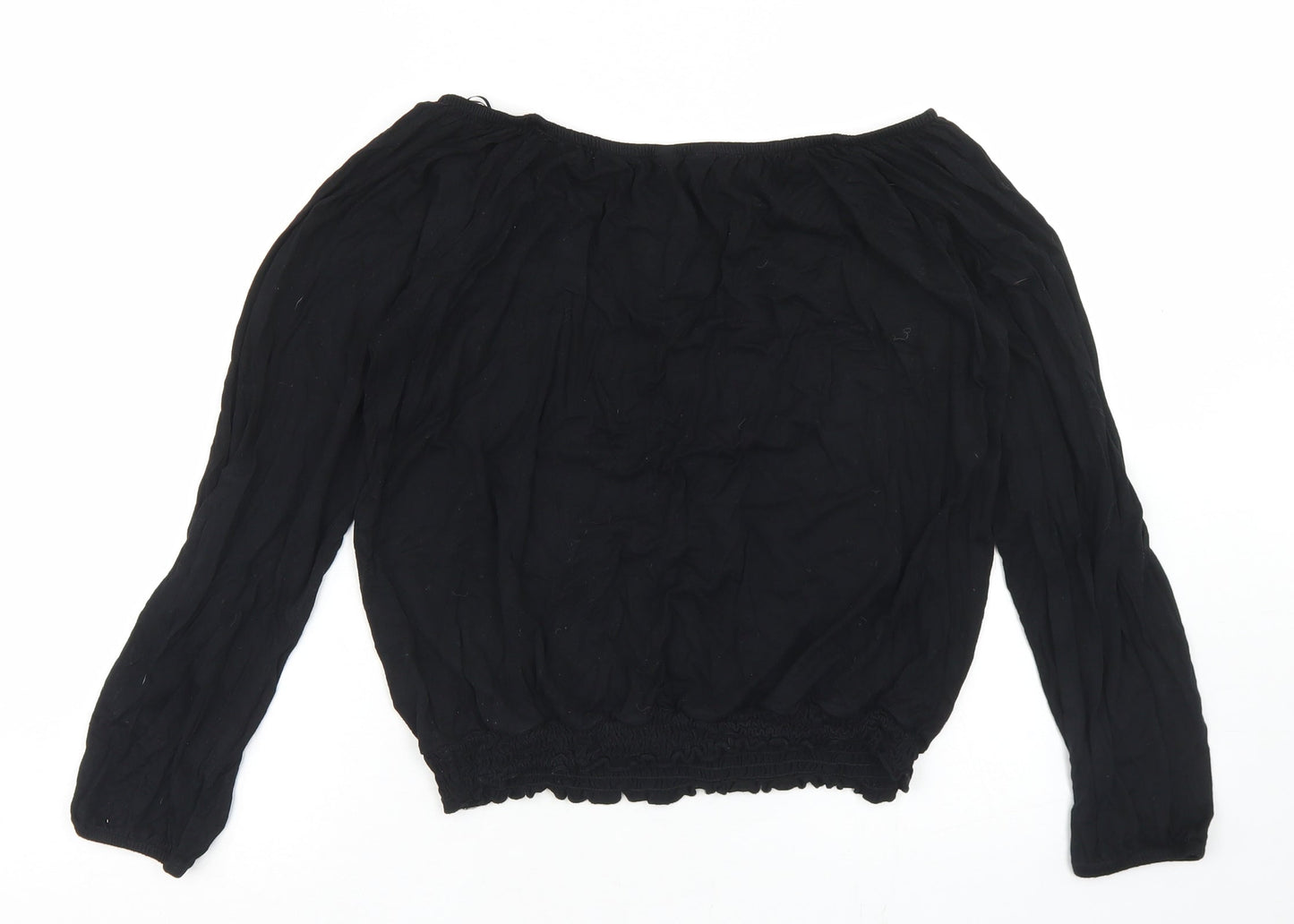Peacocks Womens Black  Viscose Basic Blouse Size 12 Off the Shoulder