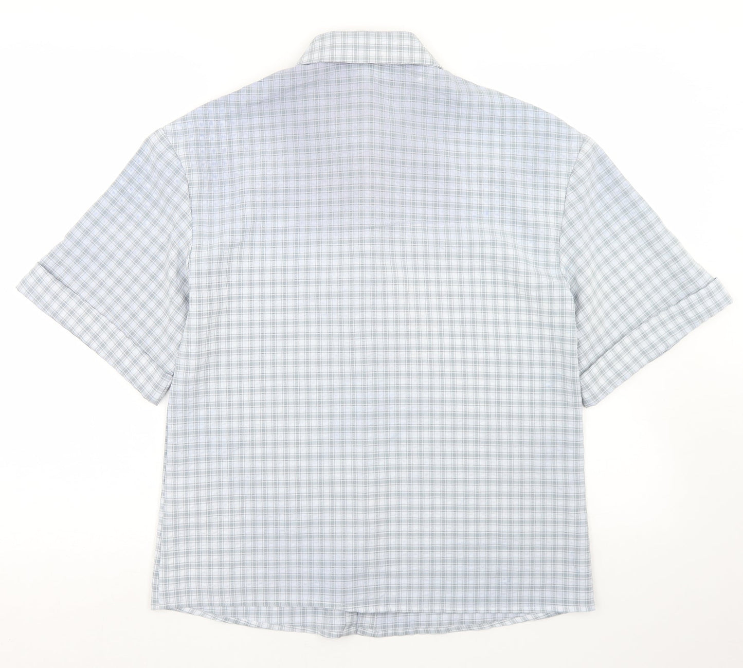 Urban Threads Womens Blue Check Polyester Basic Button-Up Size 8 Collared