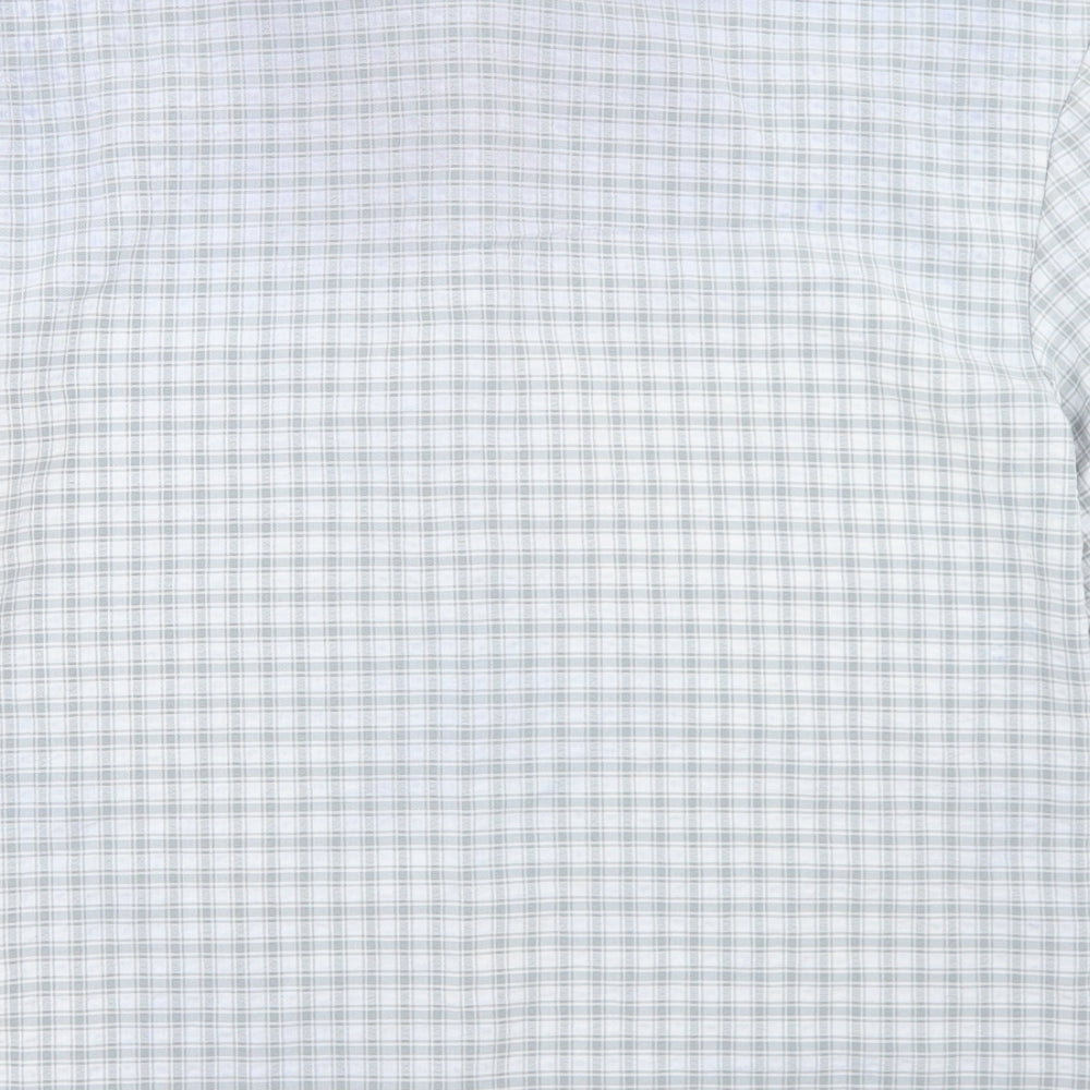 Urban Threads Womens Blue Check Polyester Basic Button-Up Size 8 Collared