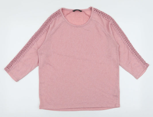 Dunnes Stores Womens Pink Round Neck  Polyester Pullover Jumper Size M