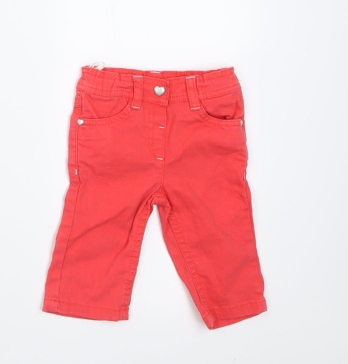 TOM TAILOR Girls Pink  Cotton Capri Trousers Size 0-3 Months  Button