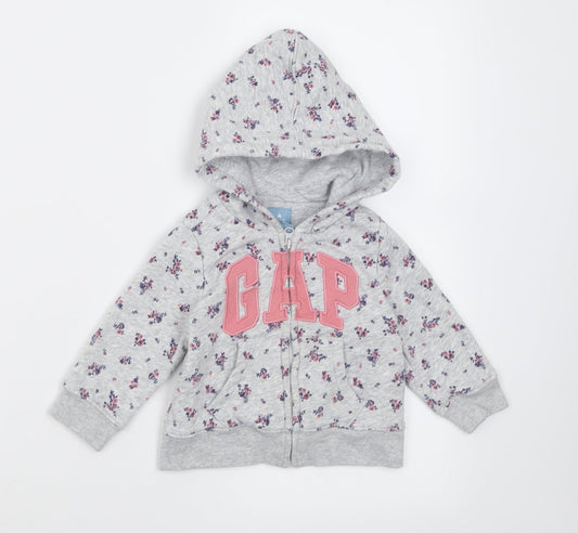 Gap Girls Grey Floral  Jacket  Size 6-9 Months   Zip