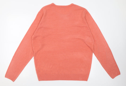 Dunnes Stores Womens Pink Crew Neck  Acrylic Pullover Jumper Size L