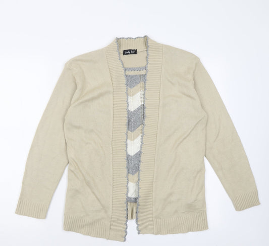 lady lee Womens Beige Square Neck Striped Acrylic Pullover Jumper Size S