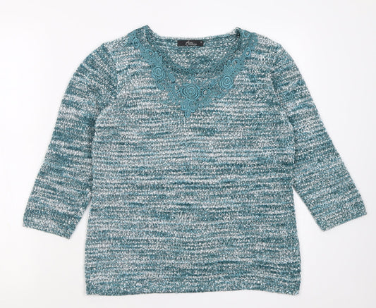 BM Womens Blue Crew Neck  Polyester Pullover Jumper Size S