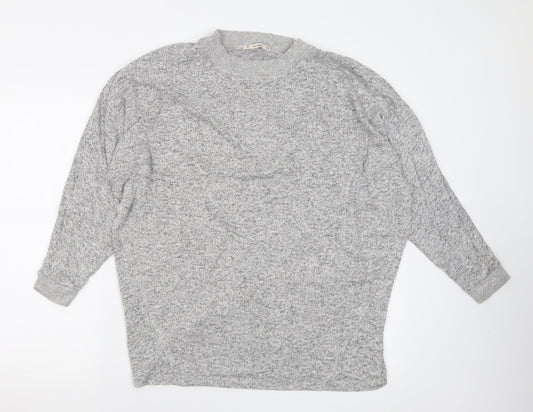Pull&Bear Womens Grey Crew Neck  Polyester Pullover Jumper Size M