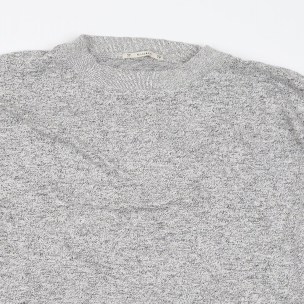 Pull&Bear Womens Grey Crew Neck  Polyester Pullover Jumper Size M