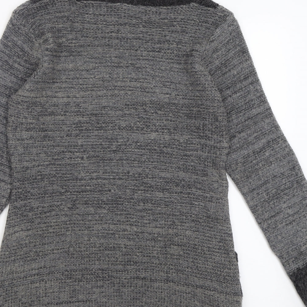 Pura Moda Womens Grey Roll Neck  Acrylic Tunic Jumper Size S