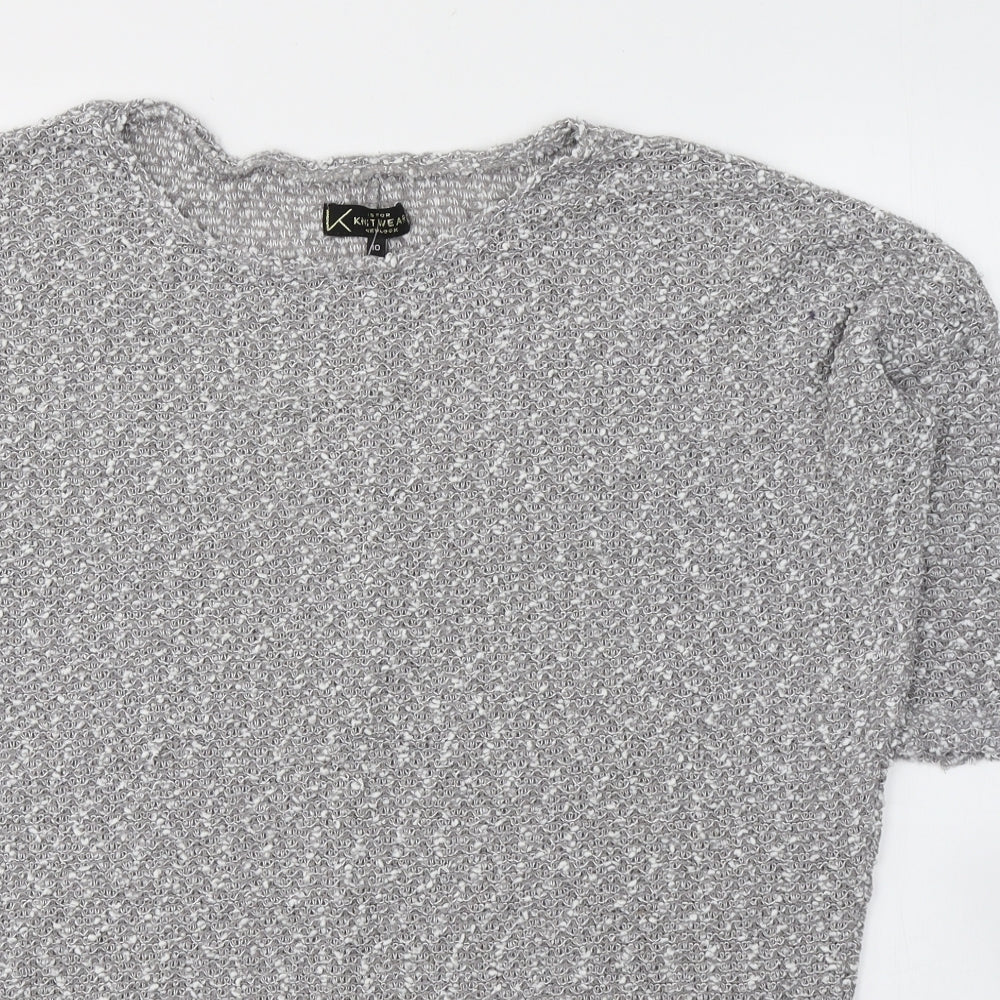 New Look Womens Grey Round Neck  Polyester Pullover Jumper Size 10