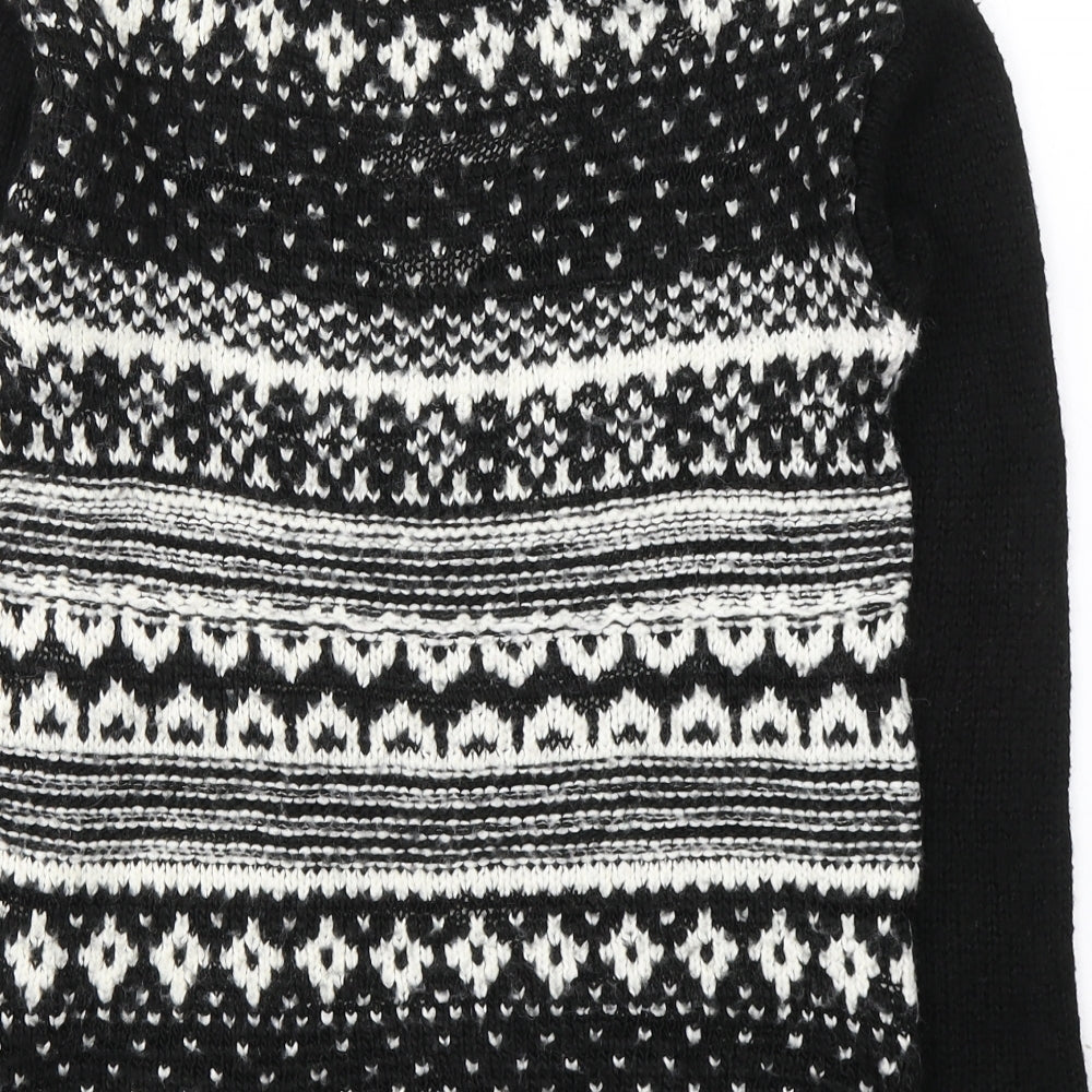 Aeropostale Womens Black V-Neck Geometric Acrylic Pullover Jumper Size S