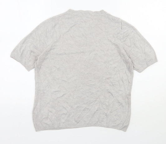 Classic Womens Grey Round Neck  Acrylic Pullover Jumper Size 14