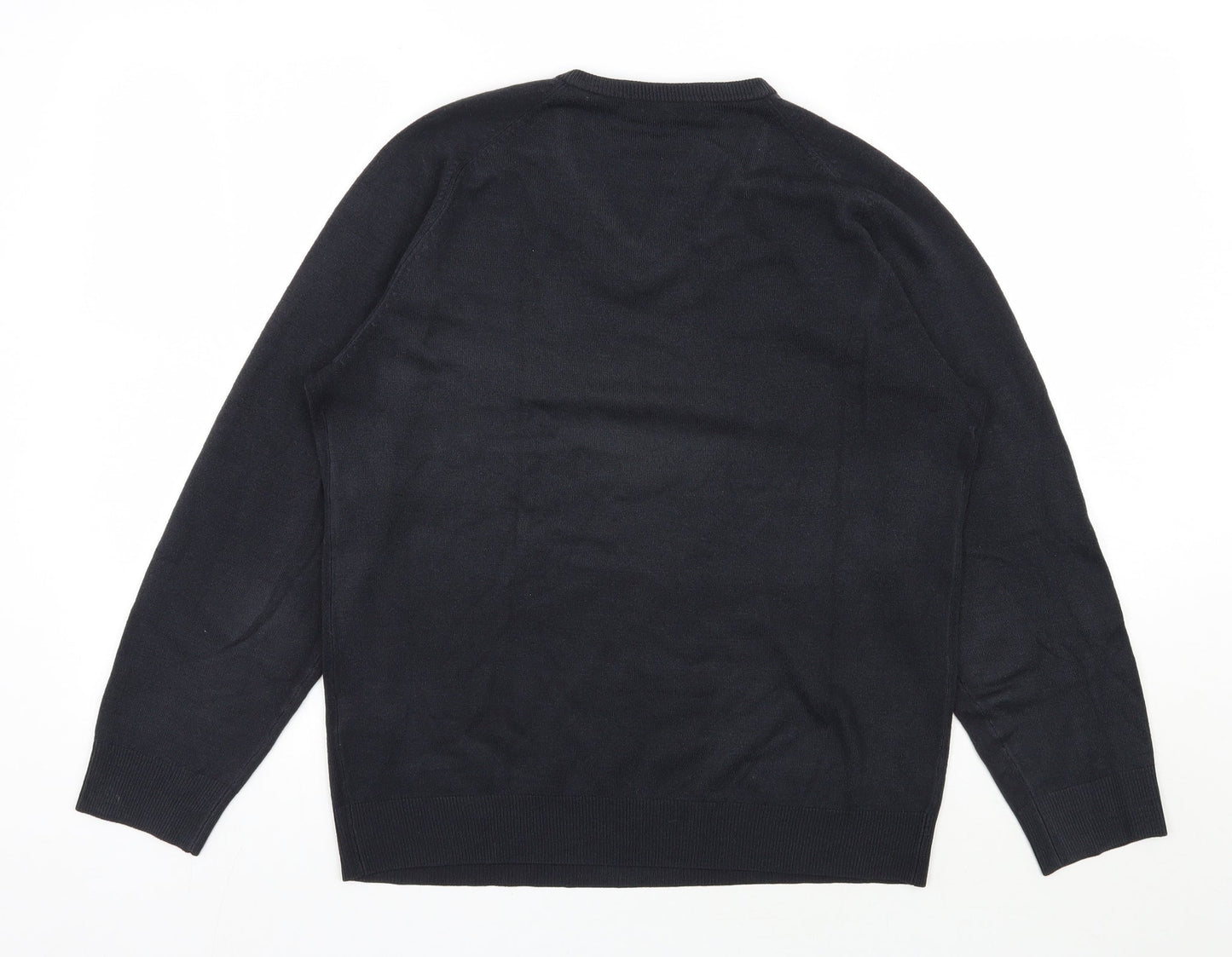 Marks and Spencer Mens Black V-Neck  Acrylic Pullover Jumper Size S