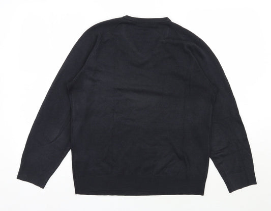 Marks and Spencer Mens Black V-Neck  Acrylic Pullover Jumper Size S