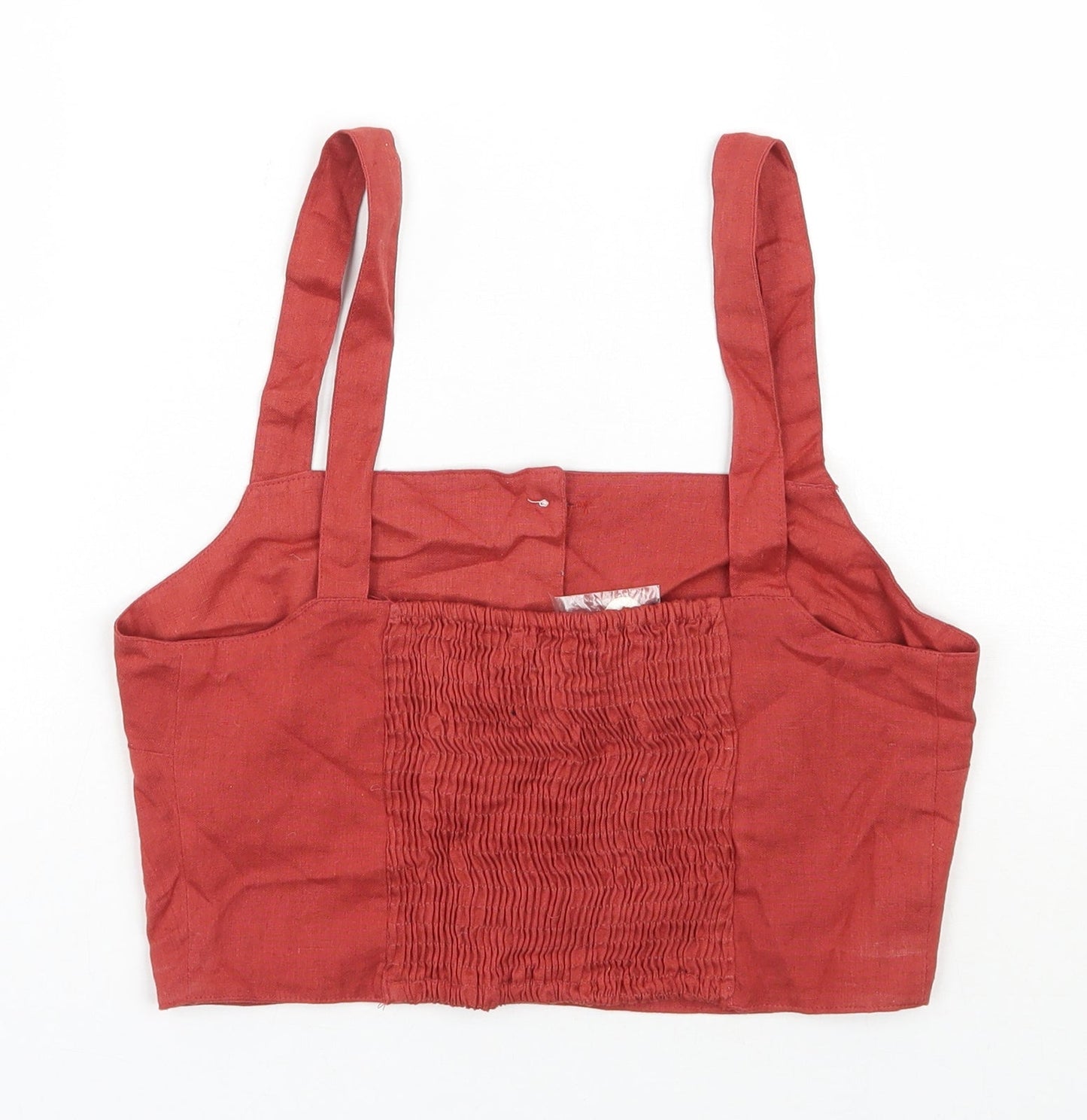 Chemistry Womens Orange  Cotton Cropped Blouse Size 10 Square Neck
