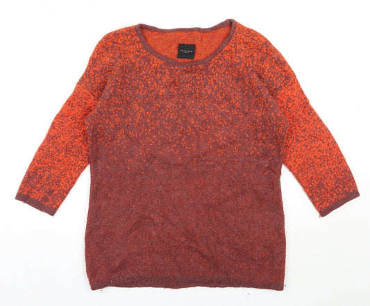 Selected Femme Womens Orange Round Neck  Nylon Pullover Jumper Size XS