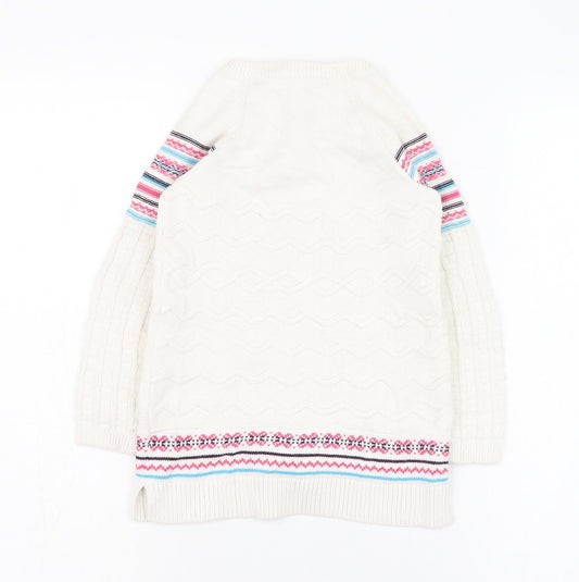 Chelsea's Corner Girls Ivory Round Neck  Cotton Pullover Jumper Size 2-3 Years  Button
