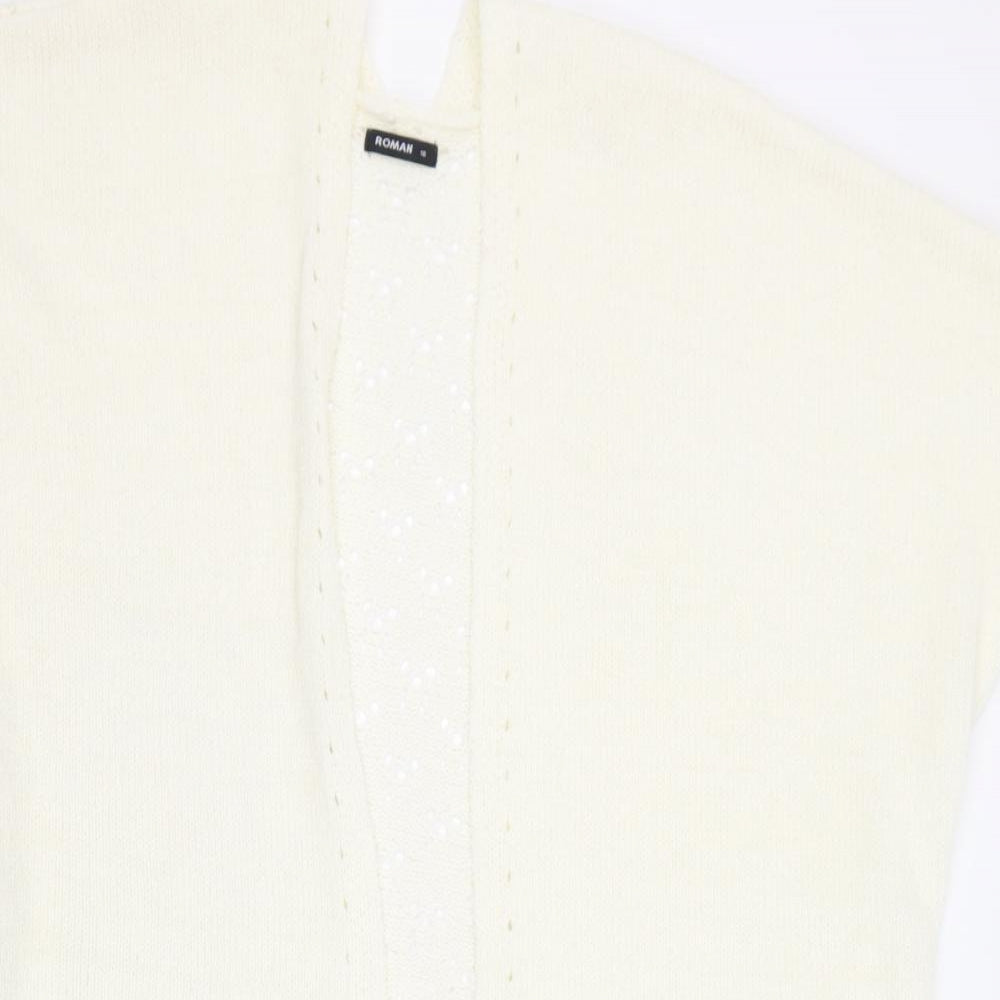 Roman Womens Ivory Square Neck  Acrylic Cardigan Jumper Size 18