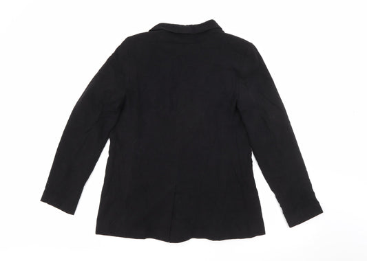 Papaya Womens Black  Polyester Jacket Blazer Size 10
