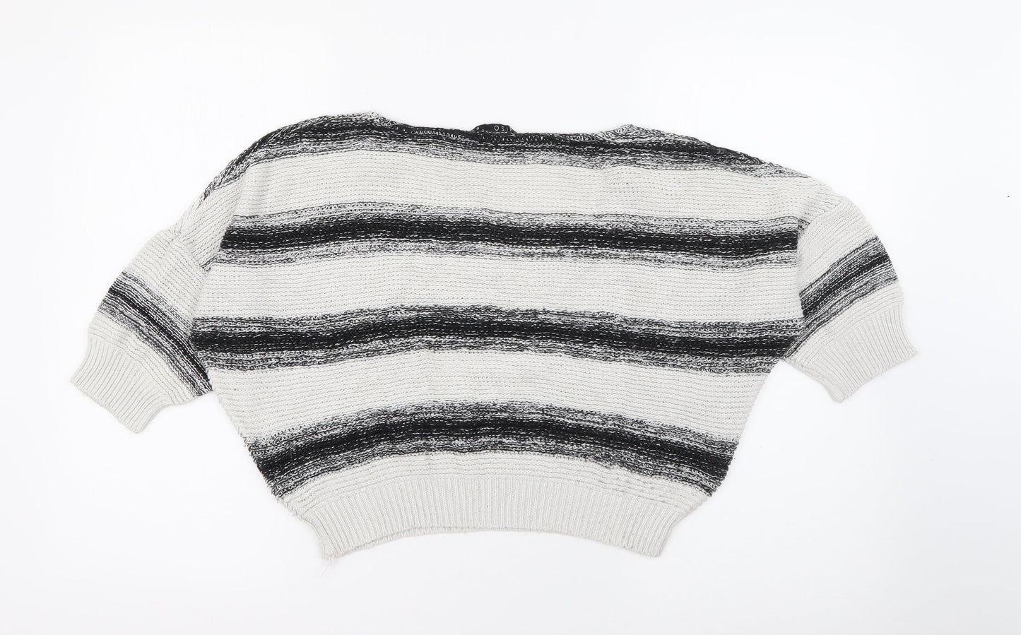 Miso Womens Ivory Scoop Neck Striped Acrylic Pullover Jumper Size 6
