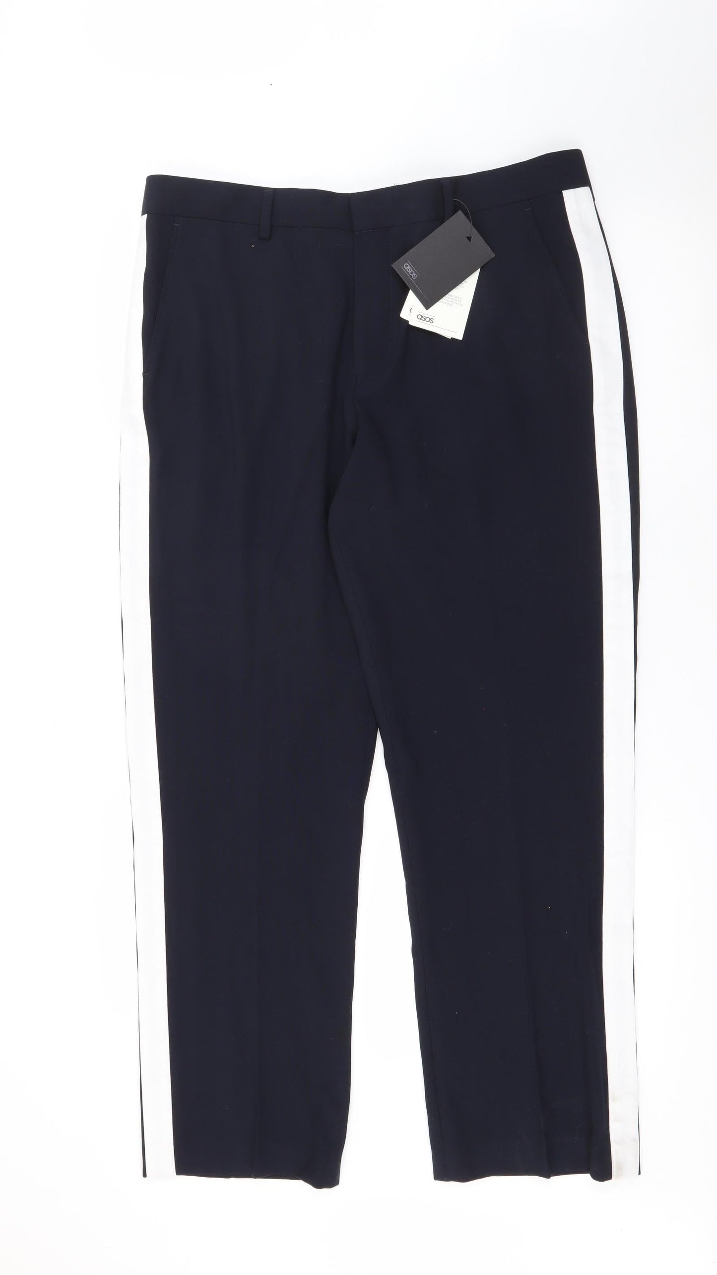 ASOS Womens Blue  Polyester Trousers  Size 34 in L28 in Regular Zip