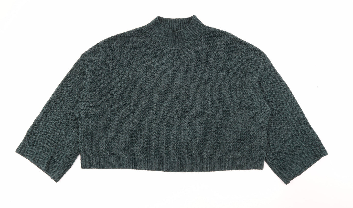New Look Womens Green High Neck  Polyester Pullover Jumper Size L