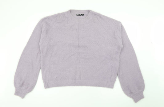 Nasty Gal Womens Purple Crew Neck  Nylon Pullover Jumper Size L