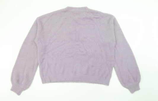 Nasty Gal Womens Purple Crew Neck  Nylon Pullover Jumper Size L