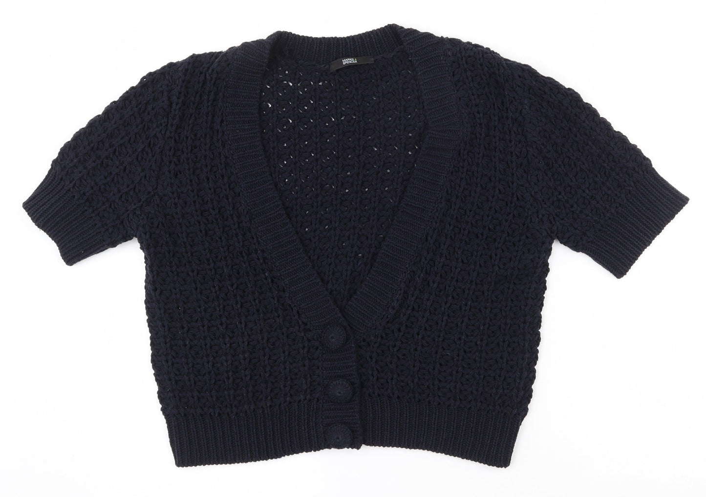 Marks and Spencer Womens Black V-Neck  Acrylic Cardigan Jumper Size 12