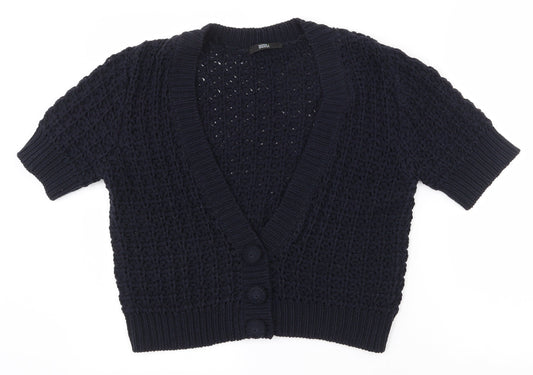 Marks and Spencer Womens Black V-Neck  Acrylic Cardigan Jumper Size 12