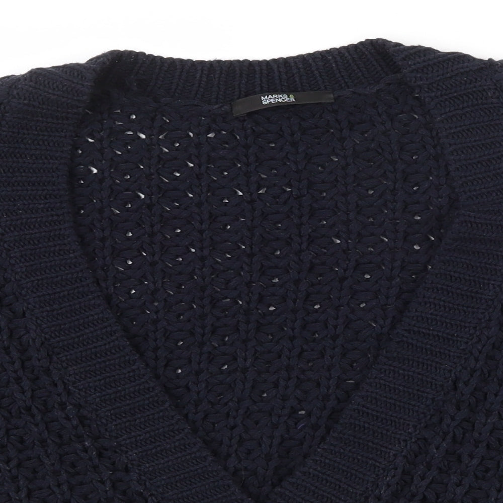 Marks and Spencer Womens Black V-Neck  Acrylic Cardigan Jumper Size 12