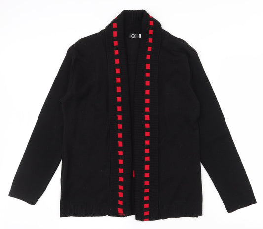 Qu7 Womens Black Boat Neck  Acrylic Pullover Jumper Size M   - M/L Jumper/Cardigan 2 in 1