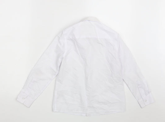 Marks and Spencer Girls White Polyester Basic Button-Up Size 8-9 Years Collared Button - School wear